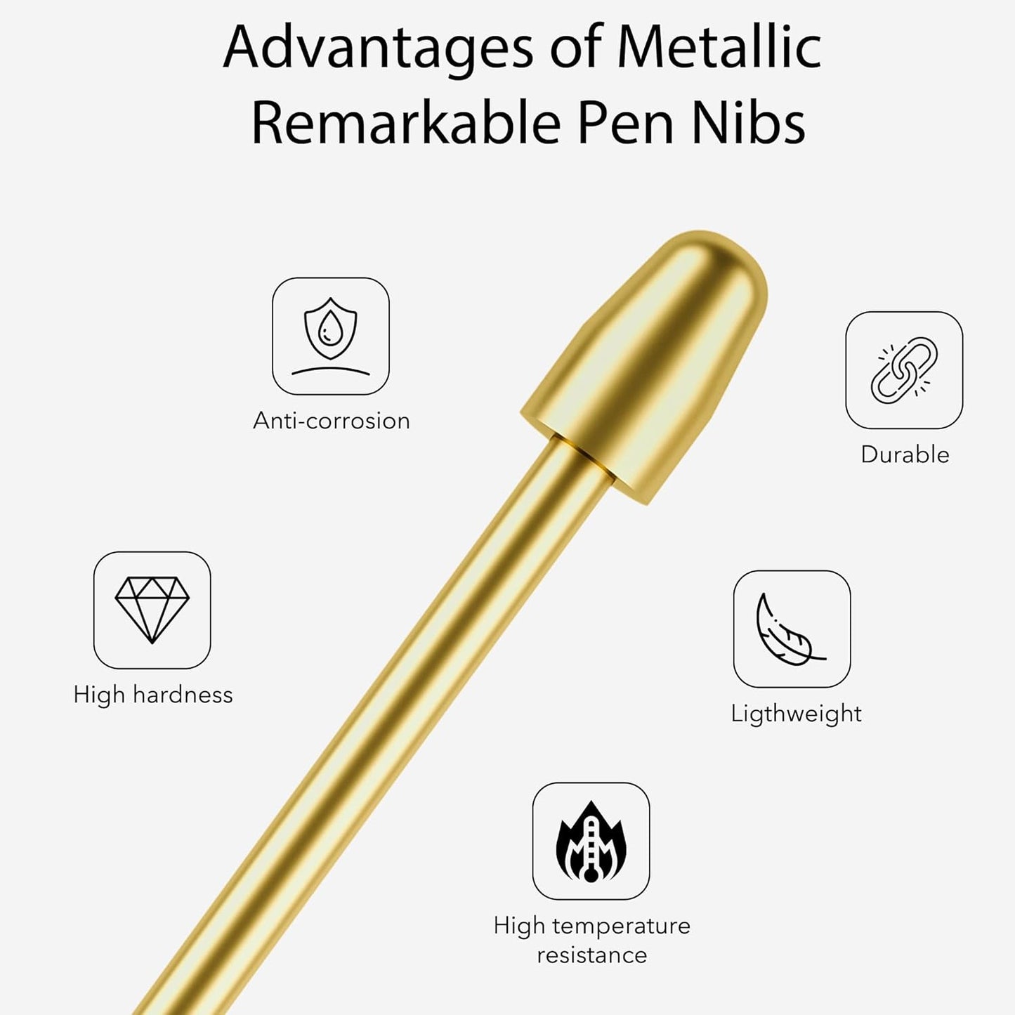 for Remarkable 2 Pen Tips,AHBTEYM Metal Tips,Replacement Nibs Refill Accessories for Remarkable 1/2 Stylus/Marker Plus/Scribe Pen-12Pcs(Gold/Sirvel)