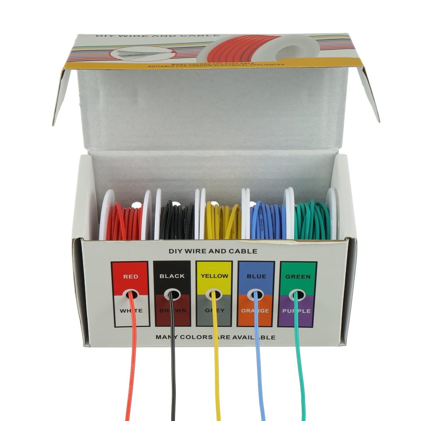 BOJACK 20 AWG Flexible Silicone Wire Electric Wire Hook up Wire Kit 300V Cables with Plus 20 φ3mm Heat Shrink Tubings and a Mini Wire Stripper(5 Colors 19.69Ft Each Color, 20AWG)