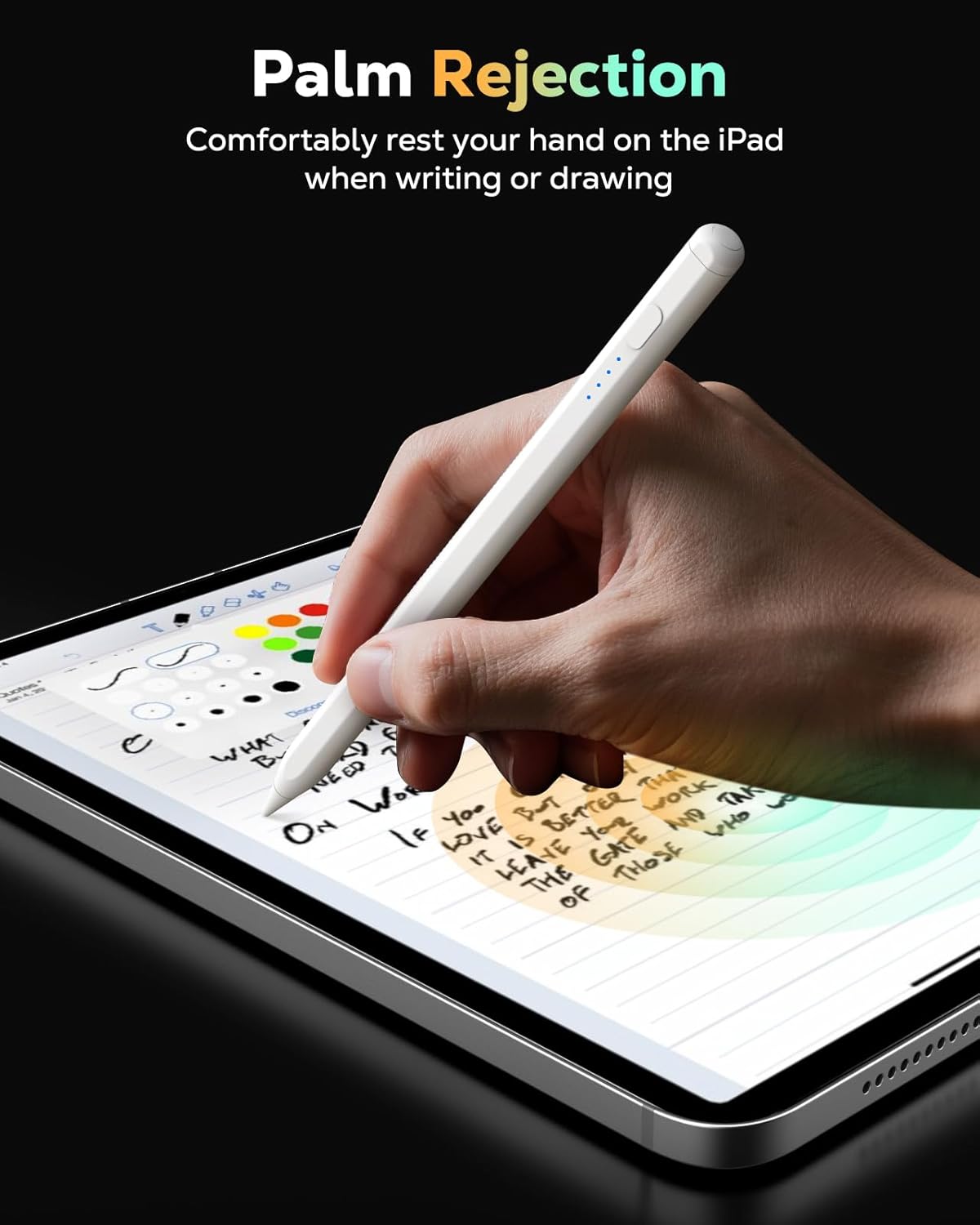 MoKo Pencil for iPad (A16) 11th 10th Gen, Stylus Pen for 2018-2025 Apple iPad 11/10/9/8/7/6/A16, Mini 7/6/5, Air M3/M2 11"/13"/5/4/3, Pro M4 13"/12.9"/11" Tilt Sensitivity, USB-C Fast Charging,White