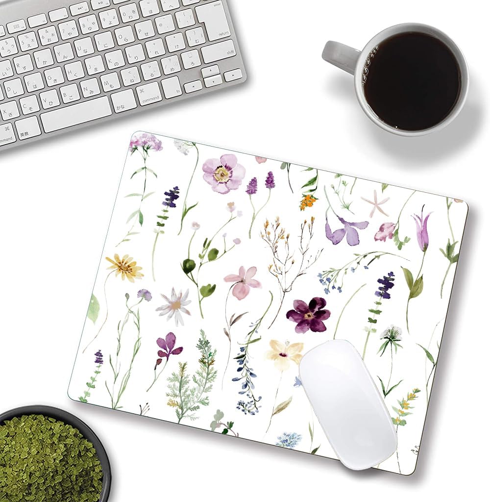 Mouse Pad, Premium-Textured Mouse Mat, Non-Slip Rubber Base Mousepad for Laptop, Computer & PC,9.5×7.9 in,Beautiful Flowers Plants