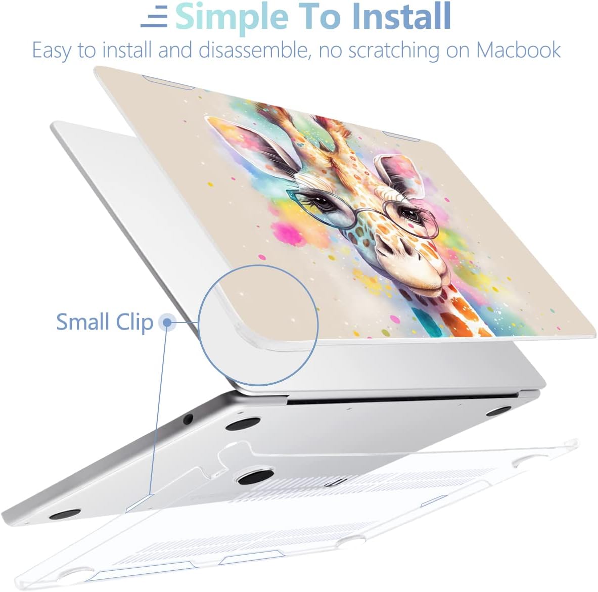 MEEgoodo Case for M4/M3/M2 MacBook Air 13.6 inch 2025 2024 2022, Fit Model A3240/A3113/A2681, Laptop Hard Shell with Keyboard Cover & Screen Protector Compatible with MacBook Air 13 inch, Giraffe