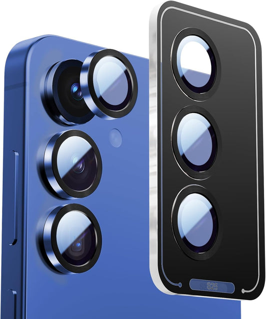 X-it Camera Lens Protector for Samsung S25, 9H Tempered Glass, Independent Metal Aluminum Edge Original Protection Design, Suitable for Phone Case, Anti-scratch, Anti-reflective,Navy
