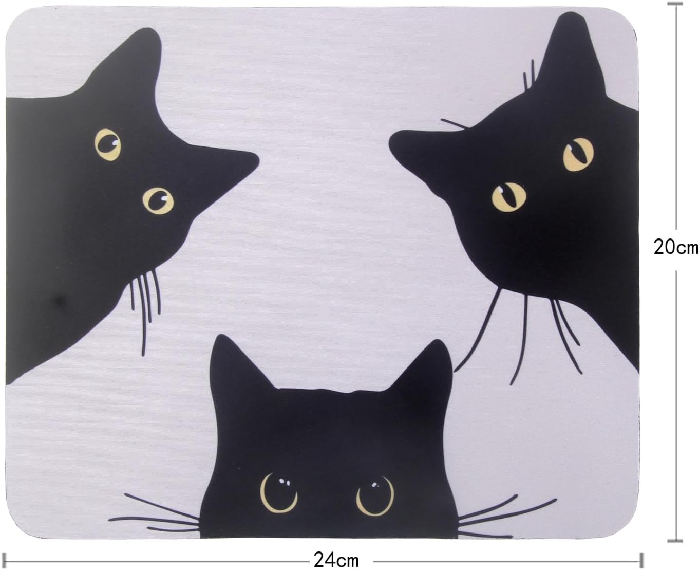 Mouse Pad, Gaming Mouse Pad, Non-Slip Rubber Base Mouse Mat with Designs for Laptop, Computer & Office, 9.5 x 7.9 x 0.12 inches (Black cat face)