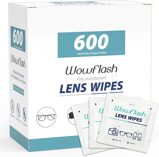600 Count Lens Wipes for Eyeglasses, Eyeglass Lens Cleaning Wipes Pre-moistened Individually Wrapped Sracth-Free Streak-Free Eye Glasses Cleaner Wipes for Sunglass, Camera Lens, Goggles
