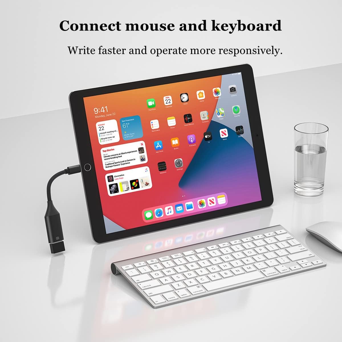 IVSHOWCO Camera Adapter for iPhone, iPad to USB OTG Cable Adapter, Supports USB Flash Drive, Card Reader, Mouse, Keyboard, MIDI