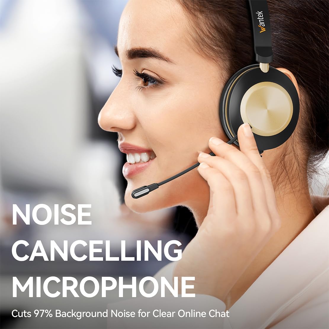 Headset with Mic, USB Headset with Microphone, Computer Headset with Noise Cancelling Microphone for Laptop PC, Mute in-line Controls