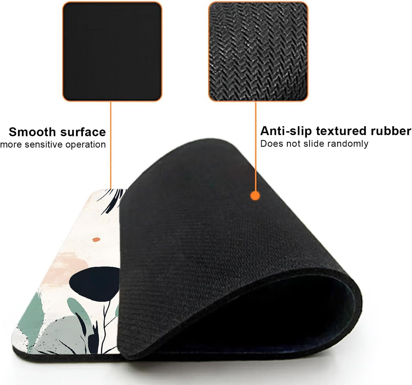 Mouse Pad, Cute Aesthetics Art Boho Mouse Pads for Desk, 9.5" x 7.9" Non-Slip Rubber Base Computer Mousepad with Women, Portable Square Design for Wireless Mouse and Pad Laptop Office & Travel