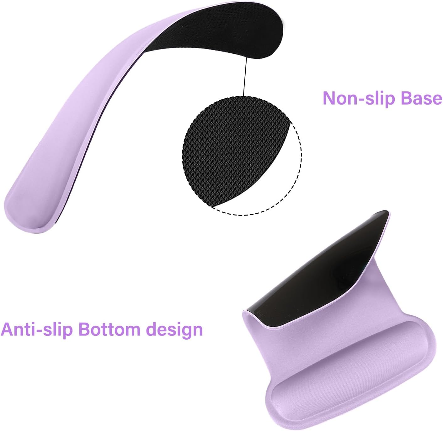 MOSISO Wrist Rest Support for Mouse Pad & Keyboard Set, Ergonomic Mousepad Non-Slip Base Home/Office Pain Relief & Easy Typing Cushion with Neoprene Cloth & Raised Memory Foam, Dusty Lilac