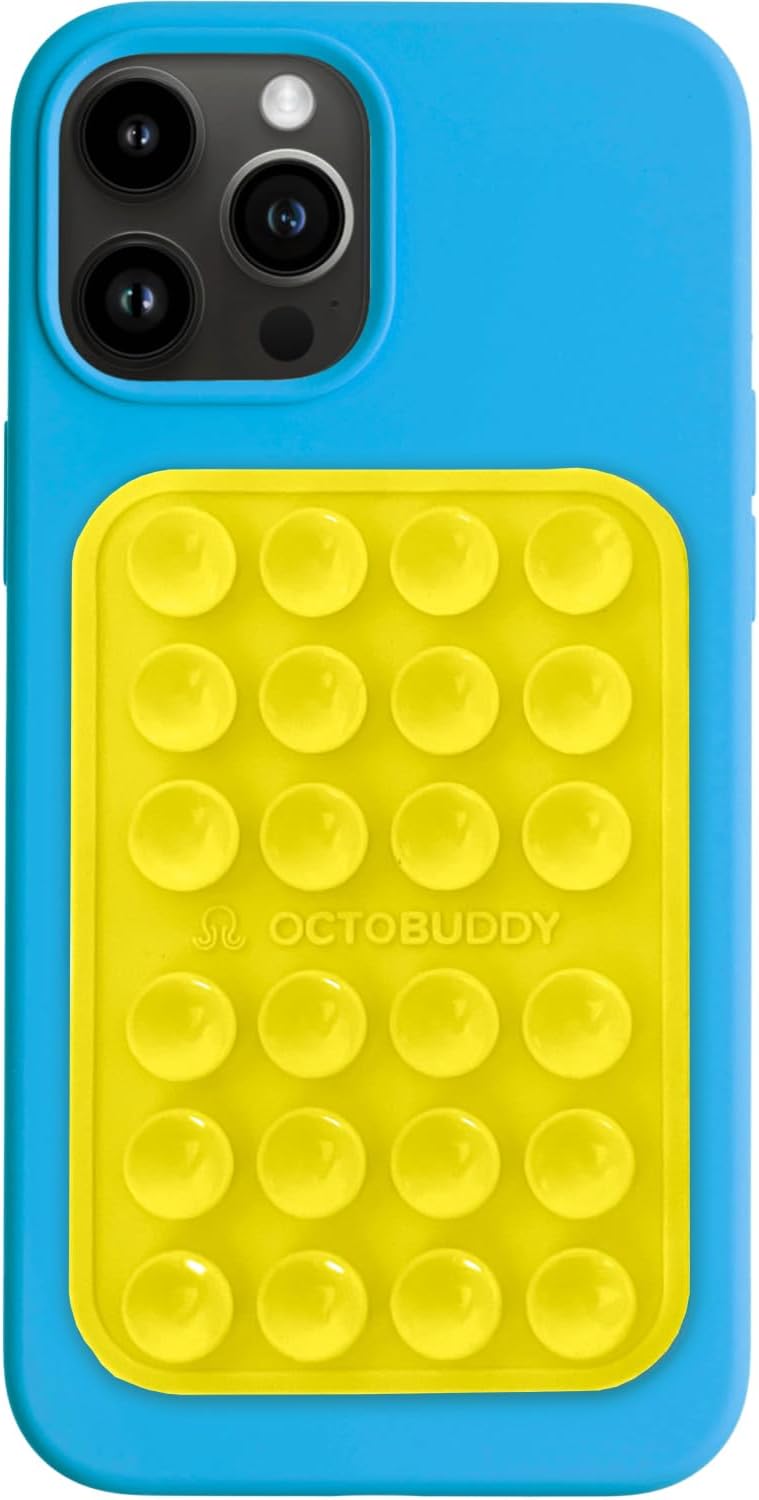 Classic MAX - Silicone Suction Phone Case Adhesive Mount - Hands-Free, Strong Grip Holder for Selfies and Videos - iPhone and Android Compatible - 2.6″ x 3.9″, Canary Yellow
