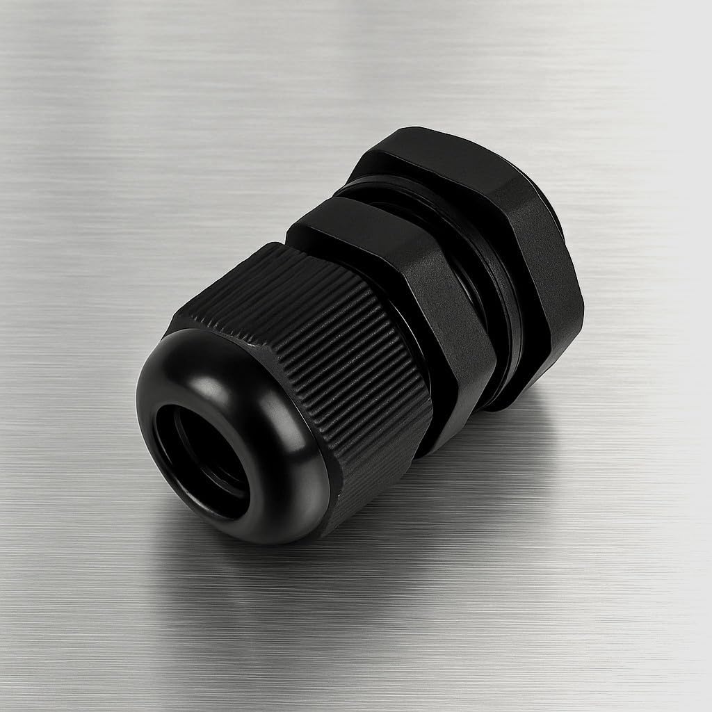 MGI SpeedWare 1/2" NPT Strain Relief Nylon Cord Grip Cable Glands, Black Plastic Grommet 20-Pack