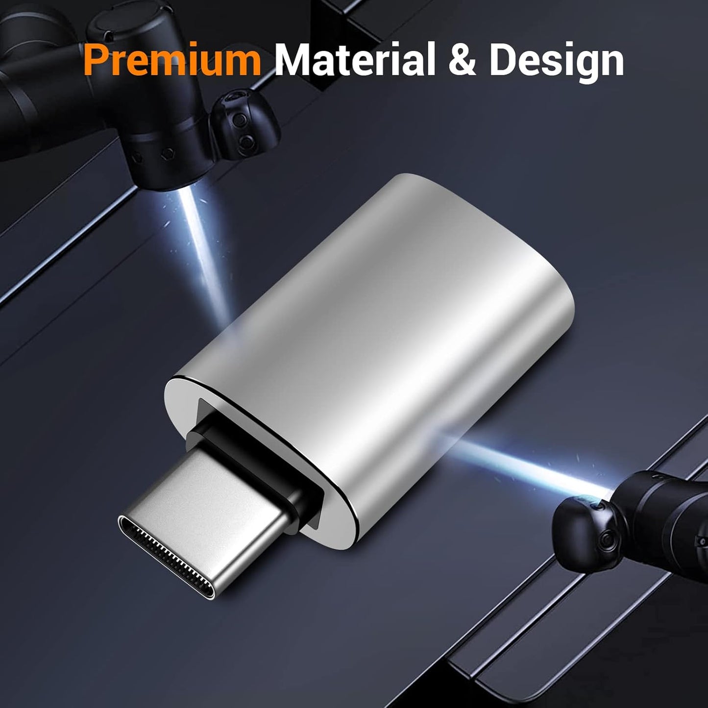 𝟒𝐏𝐚𝐜𝐤 𝐔𝐩𝐠𝐫𝐚𝐝𝐞𝐝 USB to USB C Adapter,USB C Male to USB 3.0 Female OTG Converter for iPhone 16 15 14 13 Plus Pro Max,Apple Watch,Airpods,S24 Ultra, Gender Changers OTG Adapters - Silver