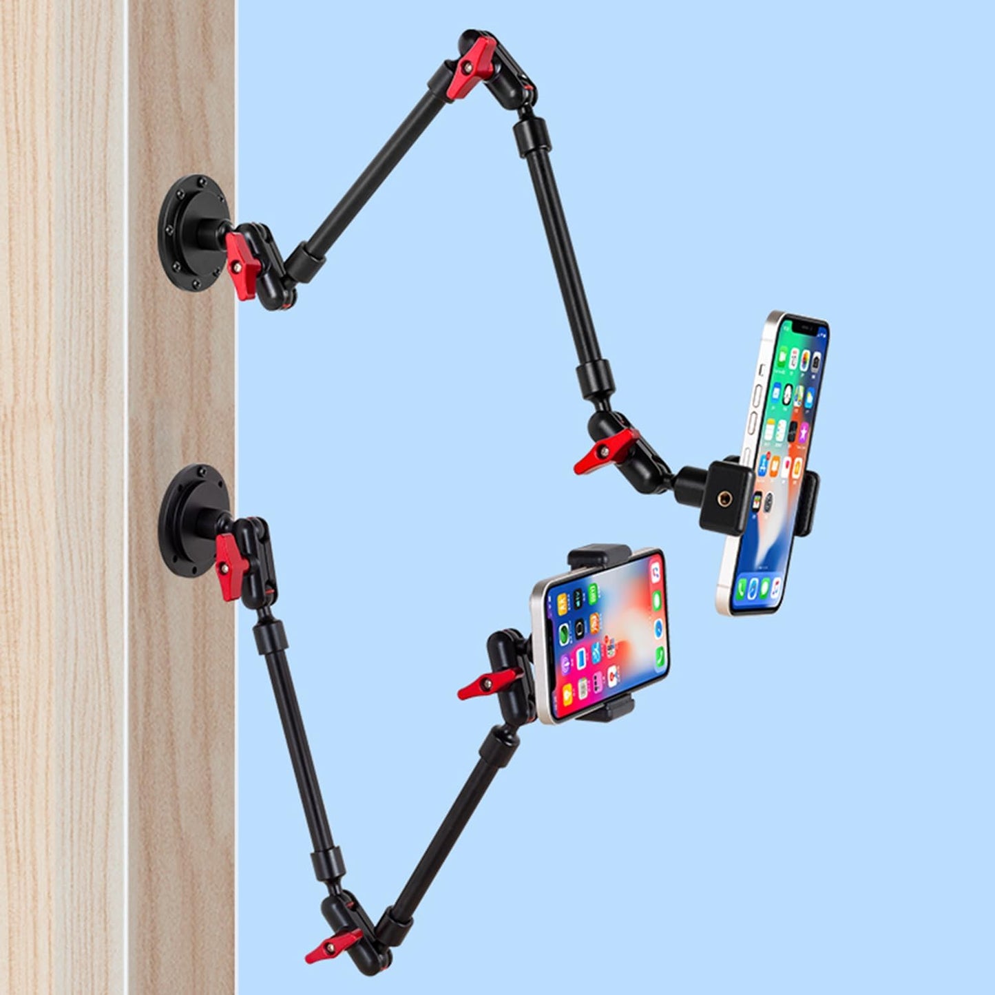Magic Arm Adjustable Mobile Phone Holder for Desk, Wall Mount and Ceiling Mount Bracket for Phone and Other Smartphones (Metal Base +60cm arms+Metal Clip)