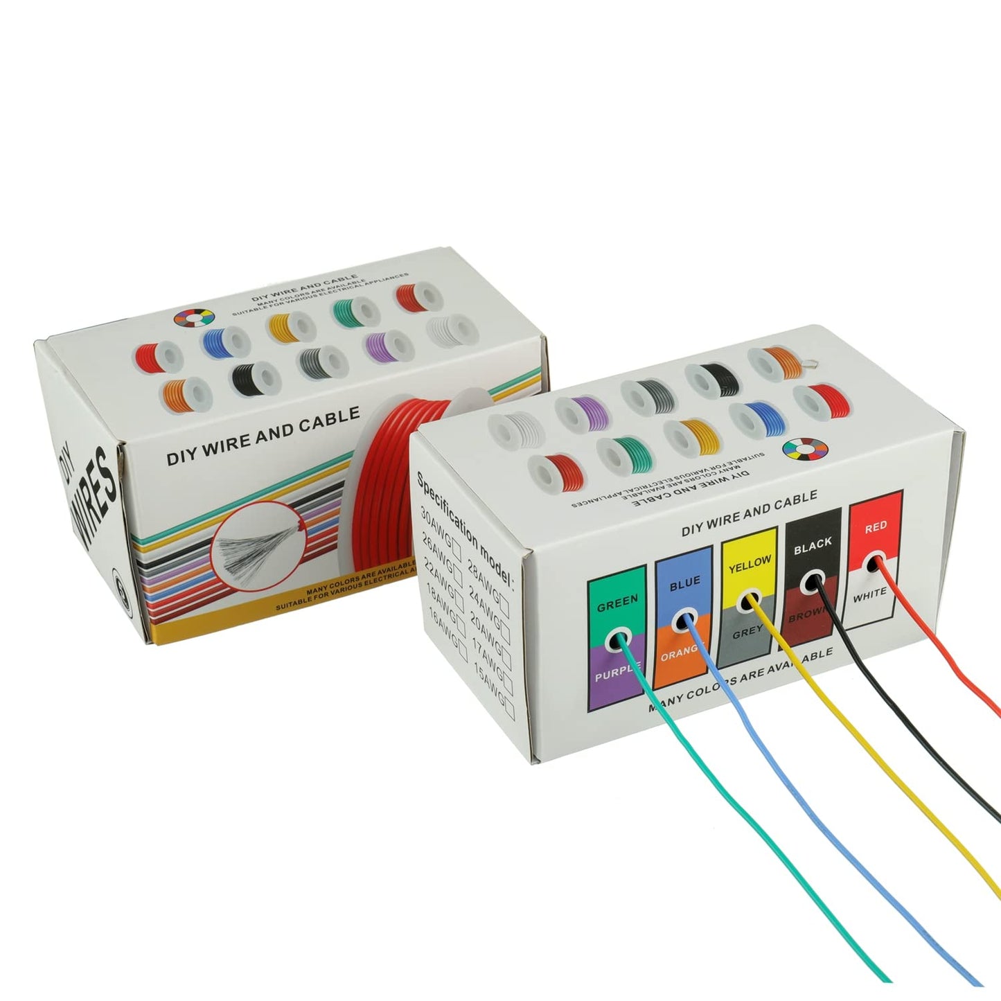 BOJACK 22 AWG Flexible Silicone Wire Electric Wire Hook up Wire Kit 300V Cables with Plus 20 φ3mm Heat Shrink Tubings and a Mini Wire Stripper(5 Colors 19.69Ft Each Color, 22AWG)