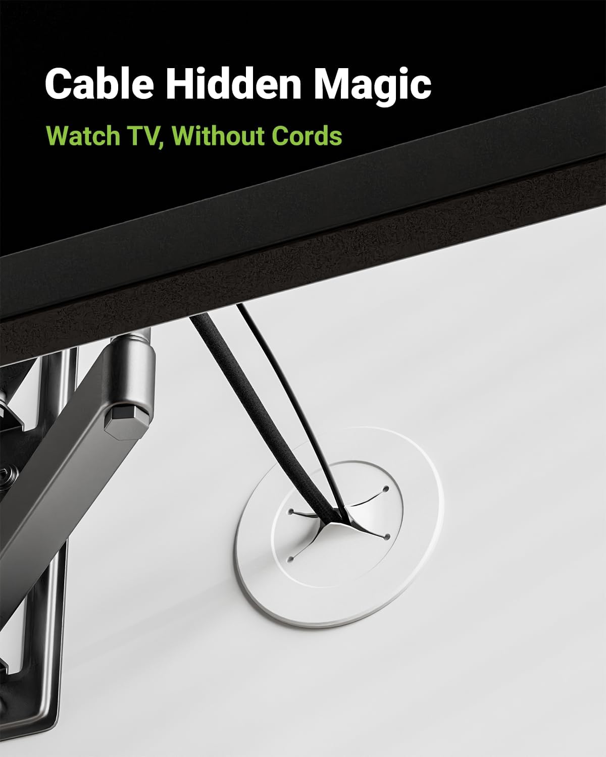 in Wall Cable Management Kit, Slim TV Wire Hider Kit for Wall Mounted TV, 2 Pcs Pass Through with Hole Saw for Network, HDMI, Speaker Cables, Coaxial, White