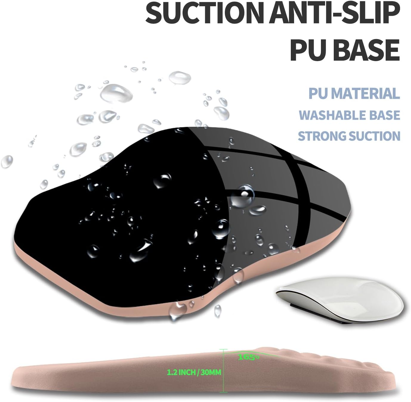 Ergonomic Raised Mouse Pad Wrist Support with Bilateral Slope Memory Foam Mousepad for Wrist Rest and Carpal Tunnel Pain Relief 11.8x7.9〃 Apricot Pink