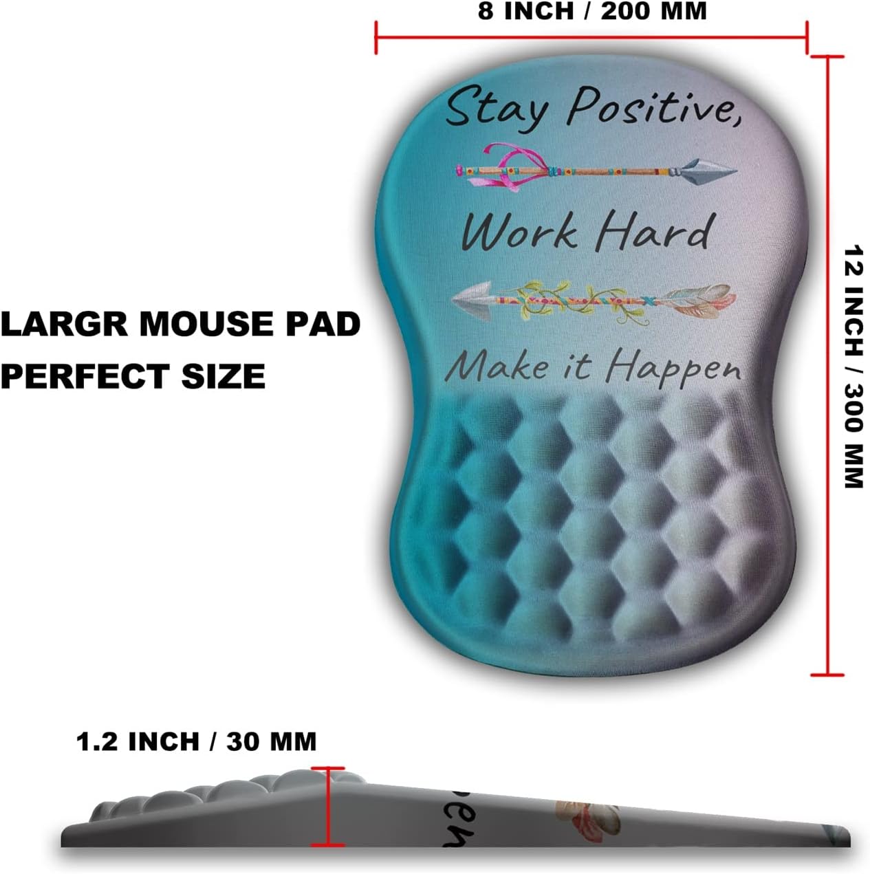 Mouse Pad Wrist Support, Ergonomic Mouse Pad with Massage Dot, Comfortable Computer Mouse Pad for Laptop, Wrist Rest Pain Relief Mousepad with Non-Slip PU Base for Office & Home, 12 x 8 in