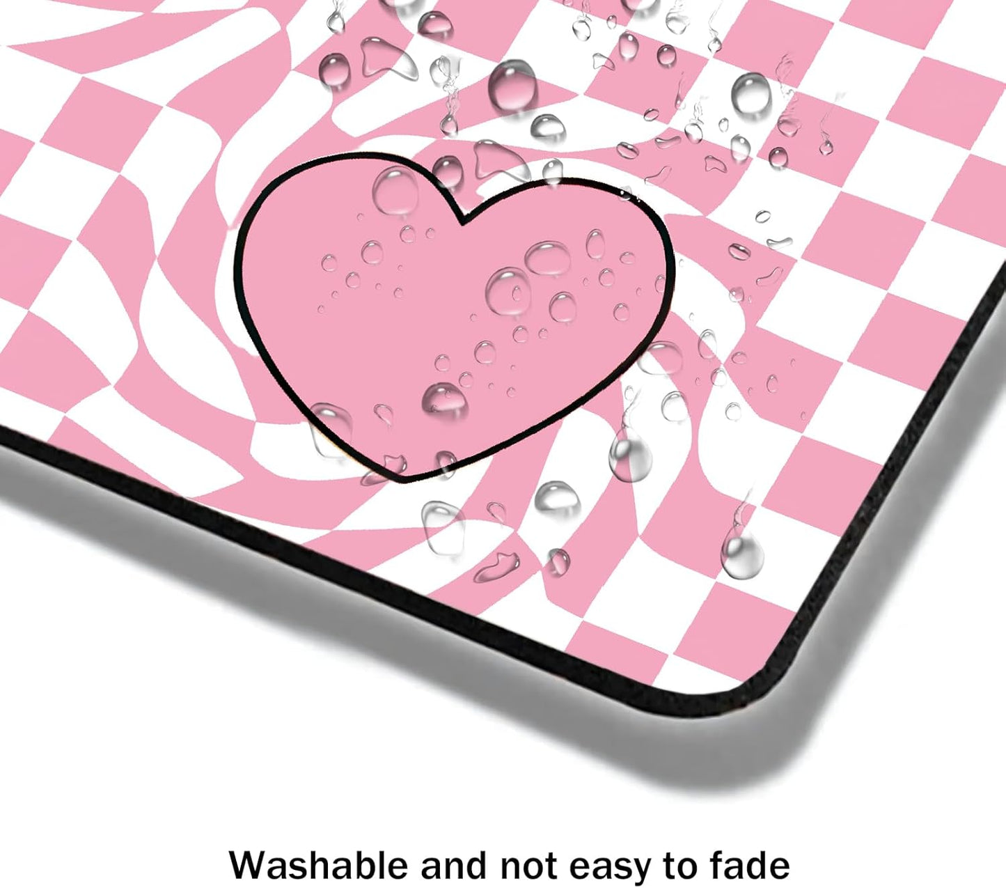 Mouse Pad, Cute Pink Checkered Heart Mouse Pads for Desk, 9.5" x 7.9" Non-Slip Rubber Base Computer Mousepad with Women, Portable Square Design for Wireless Mouse and Pad Laptop Office & Travel