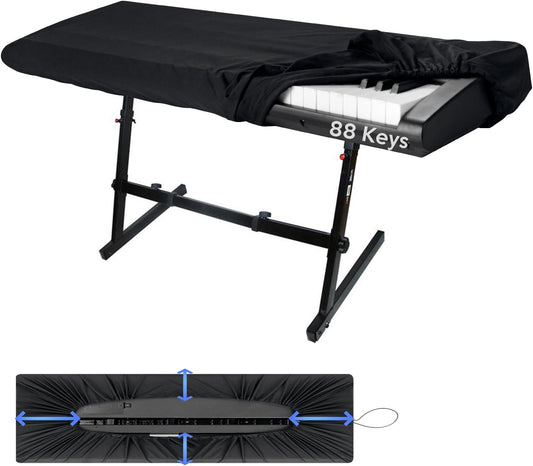88 Keys Piano Keyboard Dust Cover, Music Dirt Proof Stretchy Electronic Keyboard Cover With Durable Elastic & Cord Lock Must Have Piano Accessories