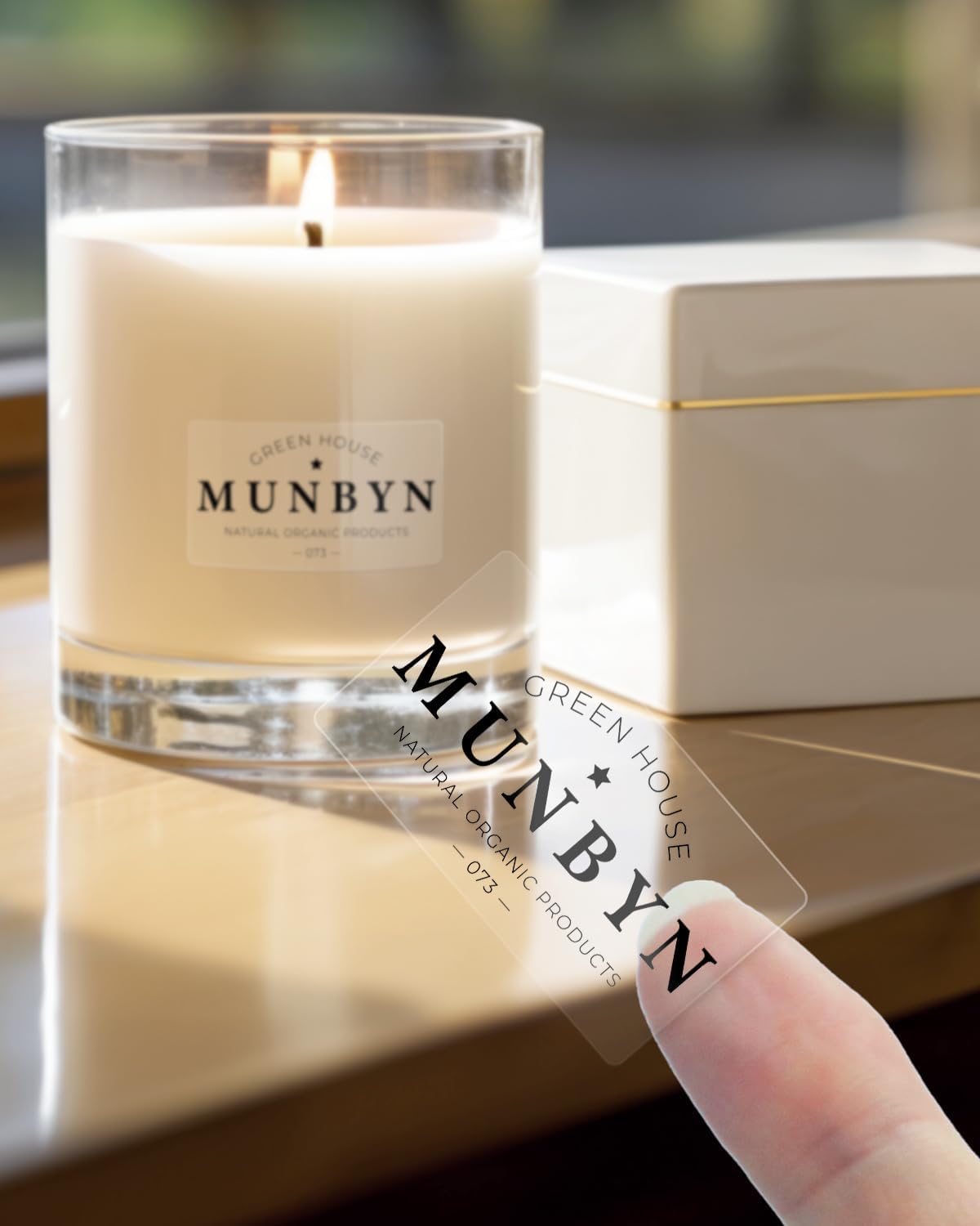 MUNBYN Clear Thermal Labels, 2.25 x 1.25 Inches, Printable Transparent Stickers for Small Businesses, DIY Logo Design, Multipurpose Waterproof Label Roll, 500 Labels/Roll