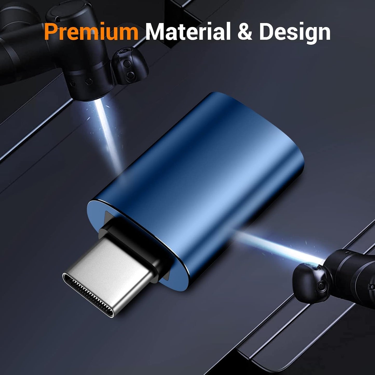 𝟒𝐏𝐚𝐜𝐤 𝐔𝐩𝐠𝐫𝐚𝐝𝐞𝐝 USB to USB C Adapter,USB C Male to USB 3.0 Female OTG Converter for iPhone 16 15 14 13 Plus Pro Max,Apple Watch,Airpods,S24 Ultra, Gender Changers OTG Adapters - Blue