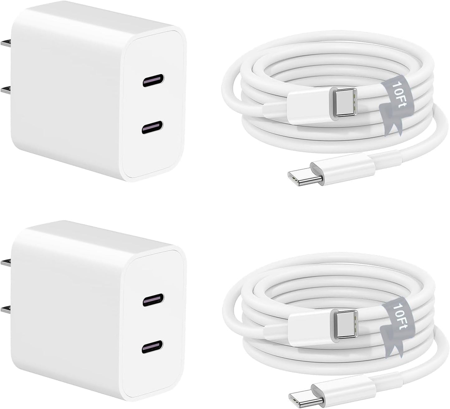 Charger for iPhone 16 15,Fast Dual Port USB C Charger Block,Double Type C Apple Wall Power Adapter Plug,10FT Quick USB C to C Charging Cable for iPhone 16/16 Pro Max/16 Pro/15 Pro/15 Plus,iPad Pro/Air