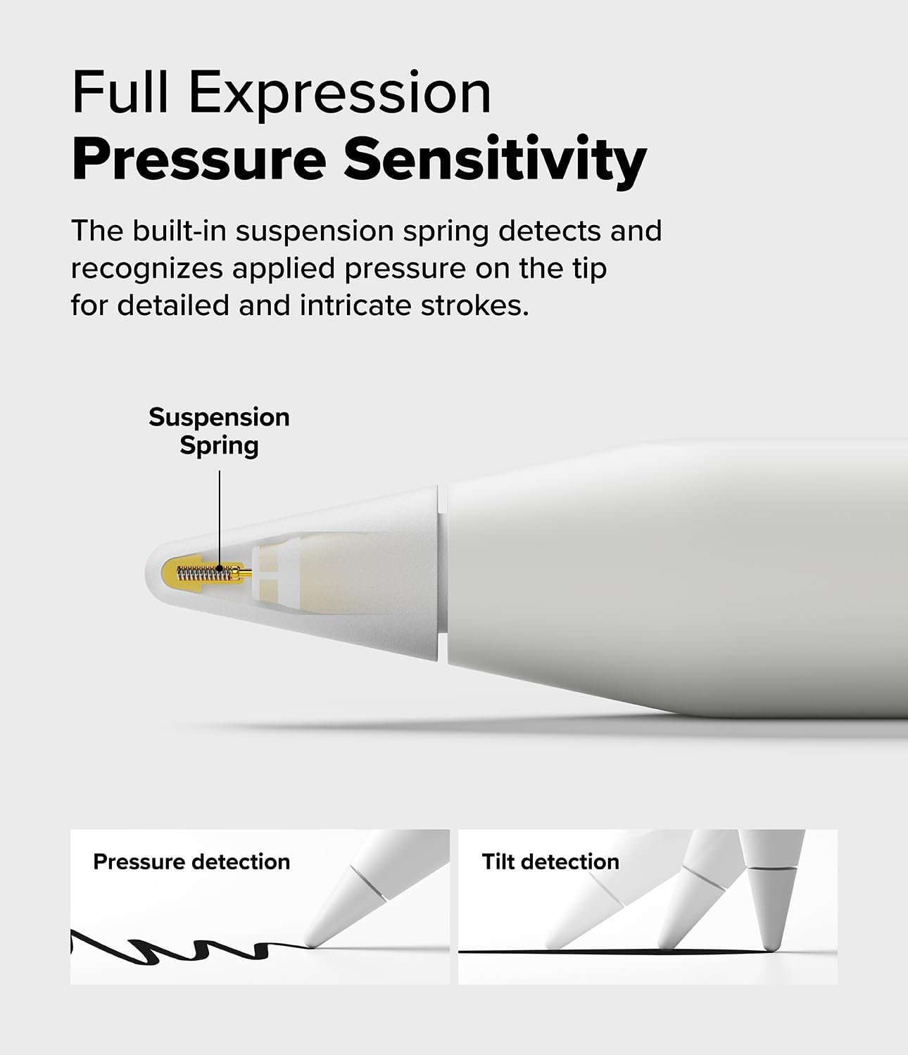 Ringke Apple Pencil Tips [3 Pack/Replacement for All Generations] Compatible with Apple Pencil Pro, 1st, 2nd Gen, USB-C Accessories, Crisp & Clear Feel Nib - HB (Light Gray)