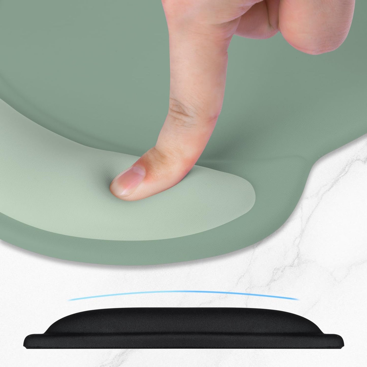 ITNRSIIET Ergonomic Mouse Pad with Comfort Gel Wrist Rest, Non-Slip PU Base, Smooth Textured Surface, Reduces Hand Fatigue & Wrist Pain, 8.7 x 7.2 Inch for Office Gaming Home, Sage Mint Gradient