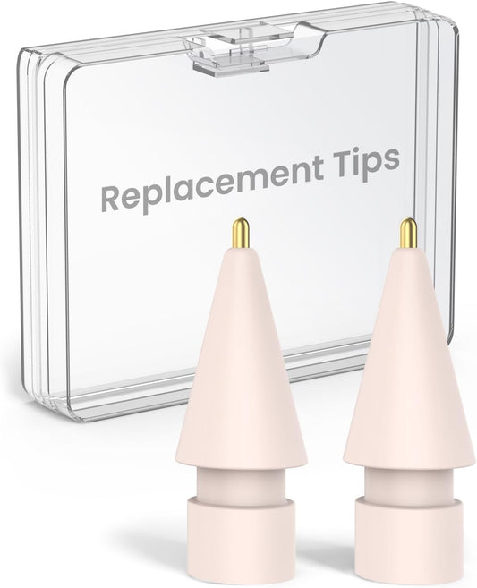 Delidigi 2 Pack Replacement Tips Compatible with Apple Pencil Pro/2nd Generation/1st Gen/USB C, Wear-Resistant iPencil Nibs Accessories Fine Point Precise Control Pen Like Tips