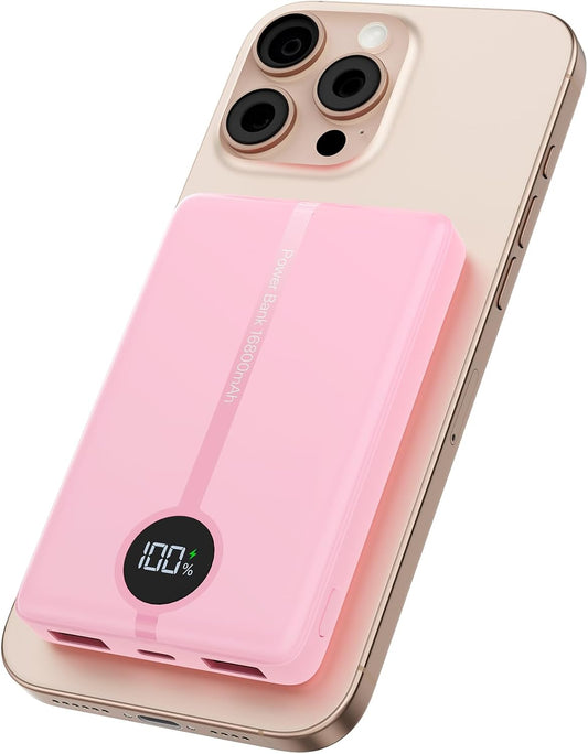 Magnetic Portable Charger, 16800mAh Wireless Power Bank, with 20W USB-C Fast Charging and LED Digital Display Magnetic Battery Pack, Compatible with iPhone 16/15/14/13/12 Full Series (2025)