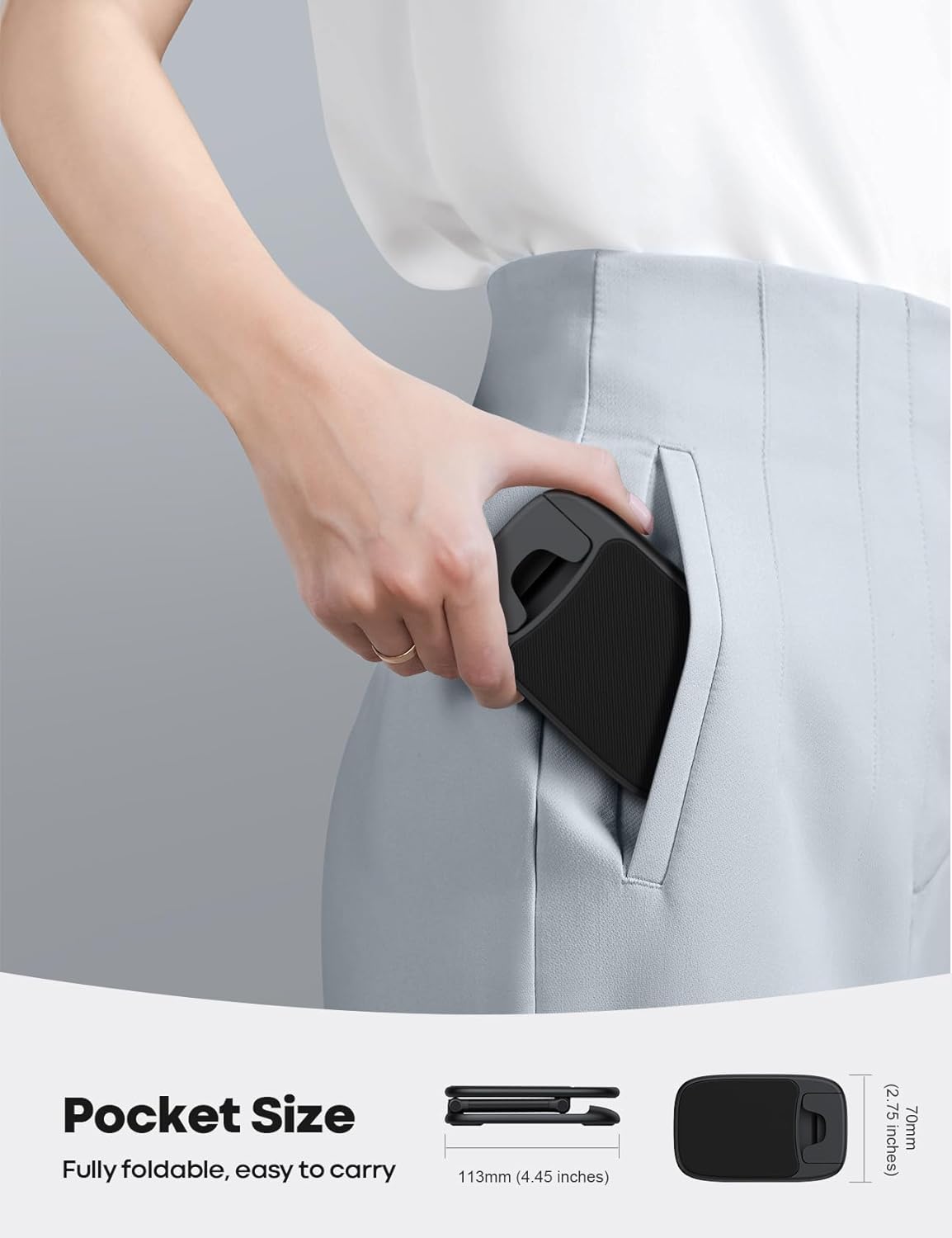 Lamicall Cell Phone Stand for Desk - [Height Adjustable] Foldable Mobile Phone Holder, Portable Stand for iPhone 16 15 14 13 12 11 Pro Max Plus, Galaxy S25 S24, All Cellphones, Office Accessories