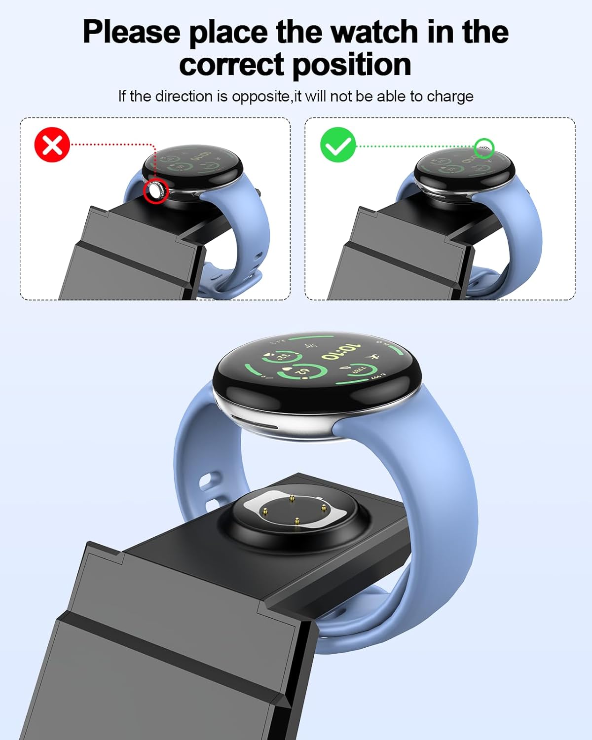 NANAMI Wireless Charger for Google - 3 in 1 Wireless Charging Station Fast Charger Stand Dock for Pixel 9 Pro XL/9/Fold/8/7/7A/6,Buds Pro 2/Pro, Watch 3/2,Fitbit Versa 4/Sense 2(Not for Pixel Watch 1)