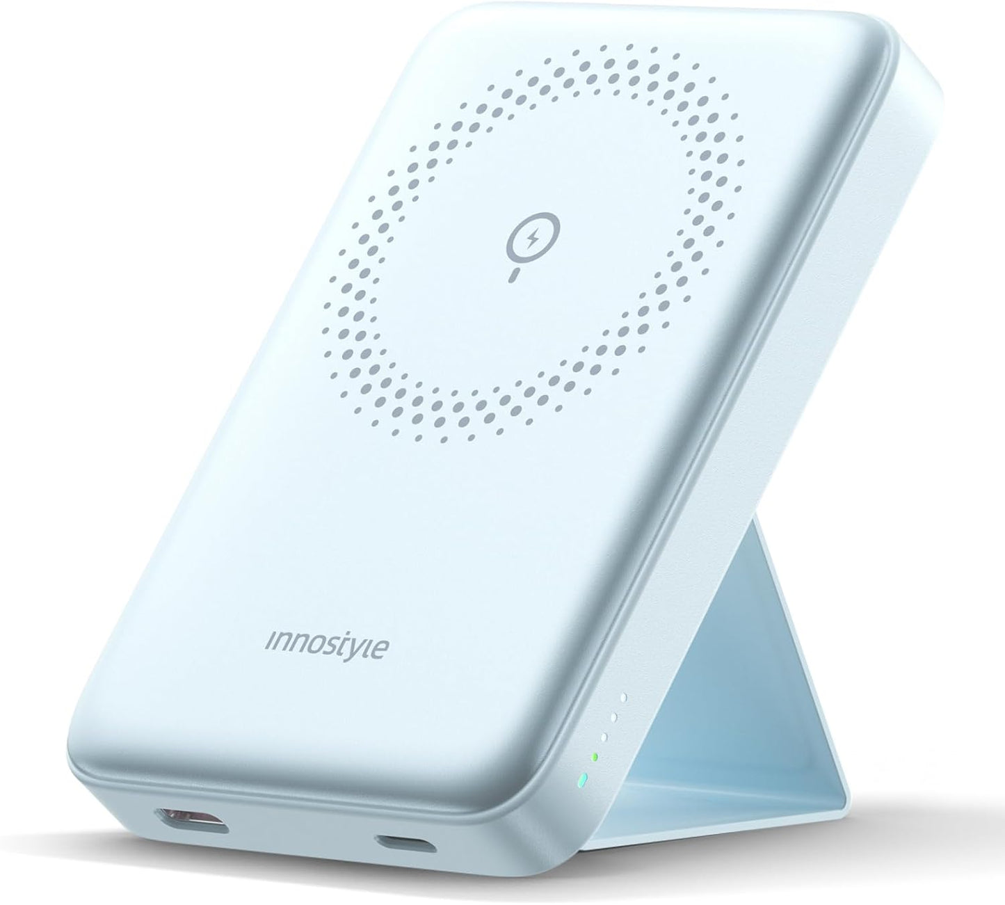 10000mAh Magnetic Wireless Power Bank with Foldable Stand, 3-in-1 MagSafe Charger 20W Fast Charging Compatible with iPhone 16/15/14, AirPods, Samsung Devices | Blue