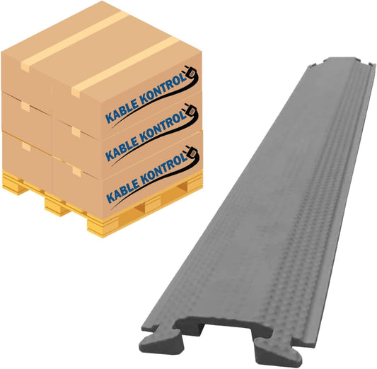 Kable Kontrol Drop Over Floor Cord Cover – 60” Inch Long 1 Channel Cable or Wire Protector – 270 Pcs Bulk Pack - Rubber Ramp for Indoor and Outdoor Use – Gray