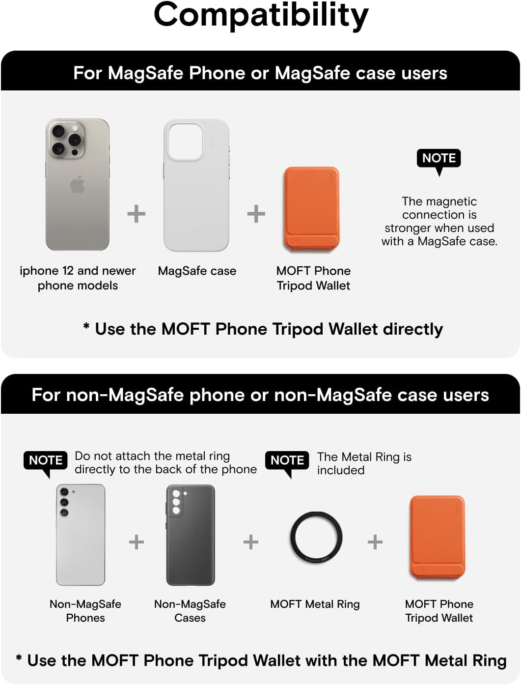 MOFT Phone Tripod Wallet, 3 in 1 Phone Stand, NFC-Supported Magnetic Phone Wallet, MOVAS Vegan Leather Adjustable Card Holder, Sunrise