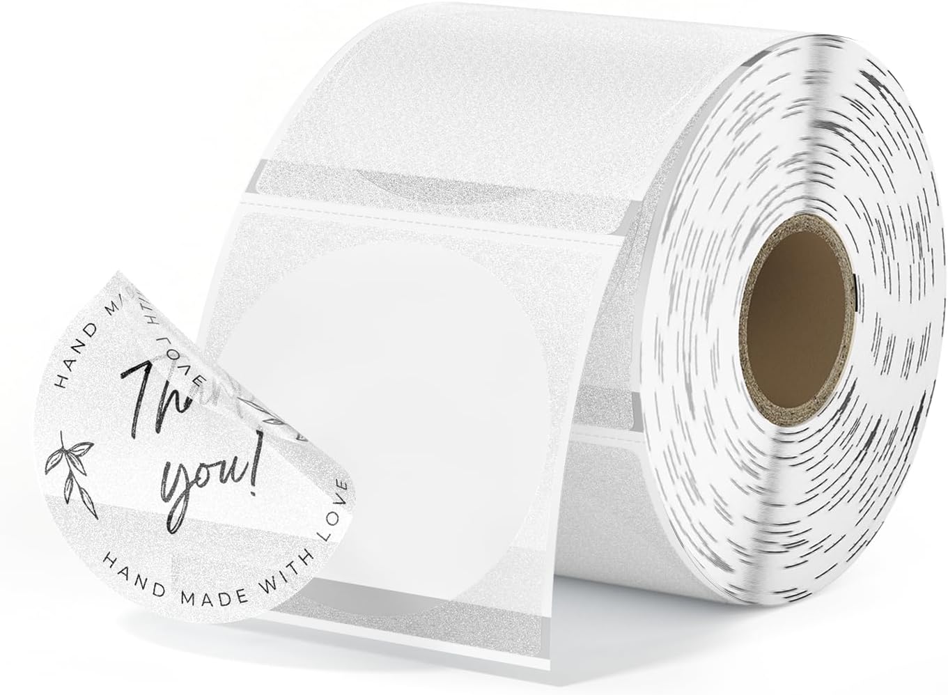 MUNBYN 2 Inch (50.8mmx50.8mm) Silver Fine Glitter Thermal Labels, Round Thermal Printer Stickers for Small Businesses, 500 Labels/1 Roll