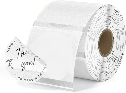 MUNBYN 2 Inch (50.8mmx50.8mm) Silver Fine Glitter Thermal Labels, Round Thermal Printer Stickers for Small Businesses, 500 Labels/1 Roll