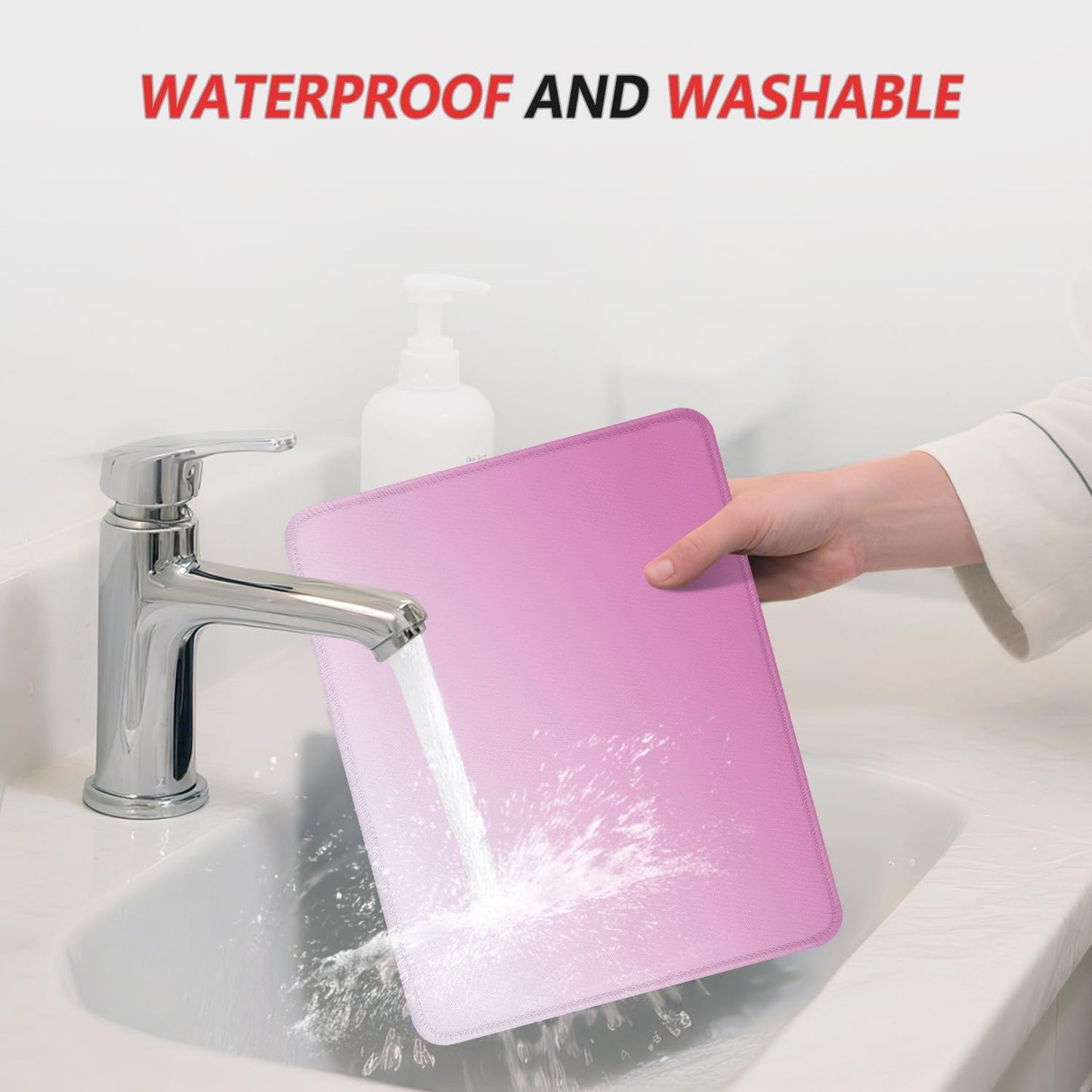 ITNRSIIET Mouse Pad Non-Slip Rubber Base Smooth Surface Stitched Edges Waterproof Durable Compatible with All Mice for Office & Gaming, Desk Accessory, 10.2x8.3x0.12 inch, Blush Gradient