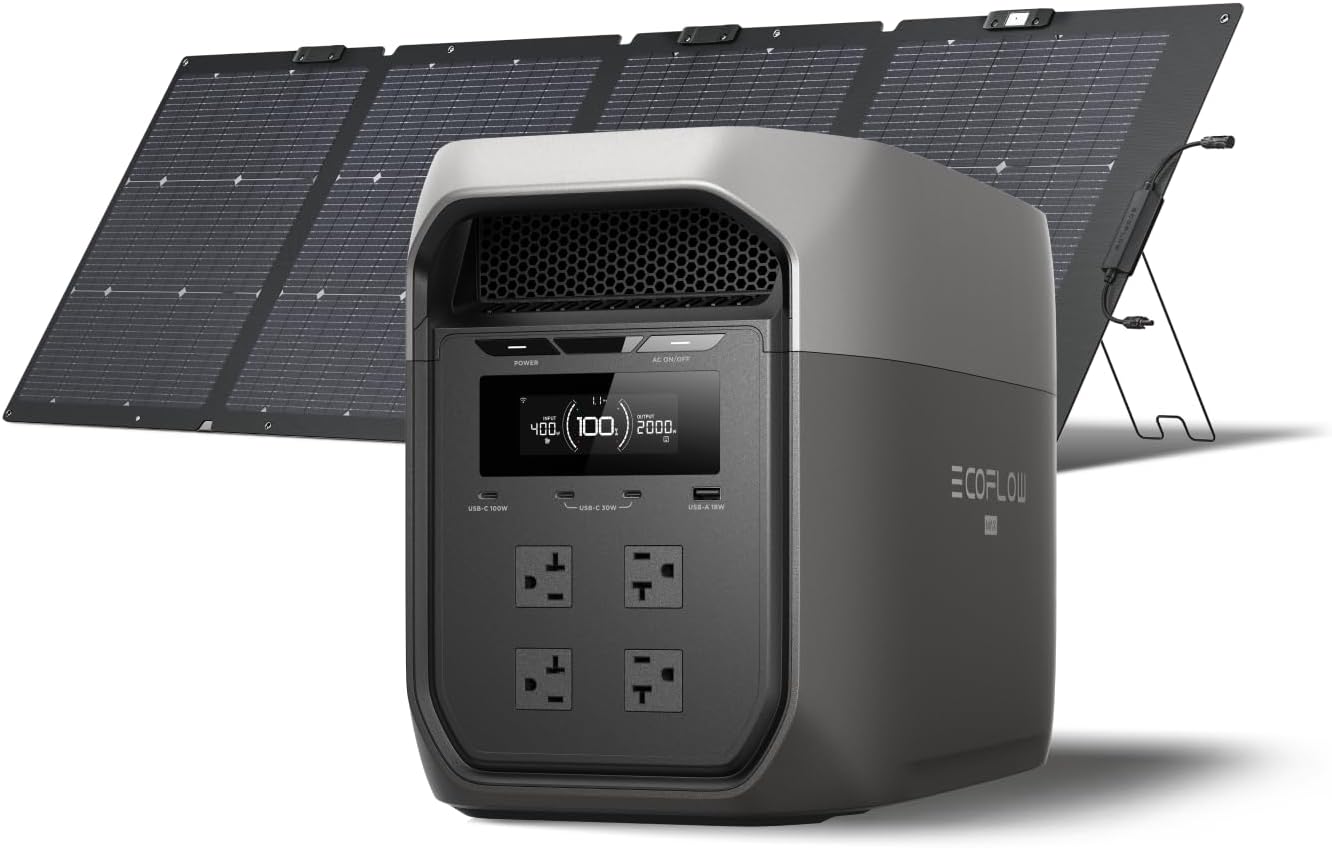 EF ECOFLOW Portable Power Station DELTA 3 MAX with 220W Bifacial Solar Panel, 3400W X-Boost Output, Ultra-Fast 0-80% Charging in 1.13 Hr, Home Backup & RV Camping
