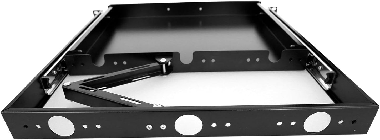1U Keyboard Drawer 19in Sliding Keyboard Tray 17.75in Deep -Depth After Extension 26.75in with Cable Manager for Server Rack/Cabinet/Thickened Cold Rolled Steel GLOBALRACK 1U Drawer,17-26