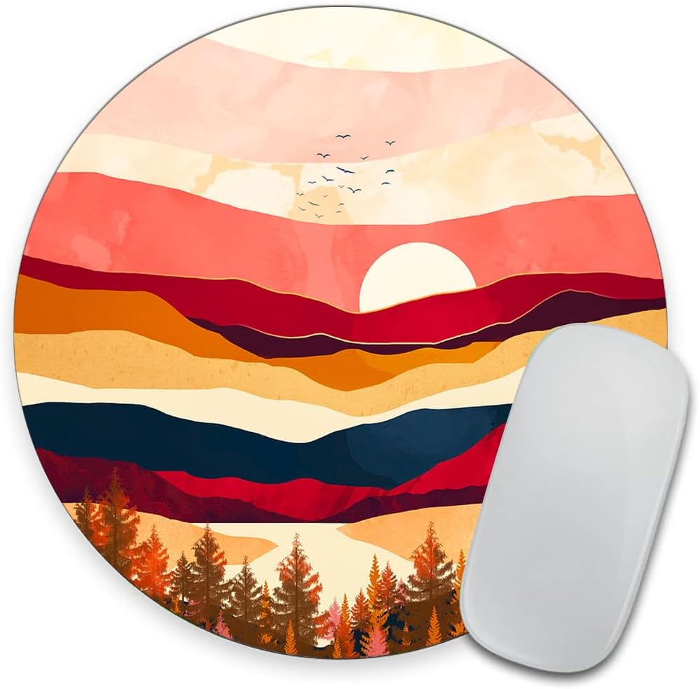Mountain and Moon Round Mouse pad Customized Mousepad Non-Slip Rubber Base Mouse Pads for Computers Laptop Office Desk Accessories Mouse pad