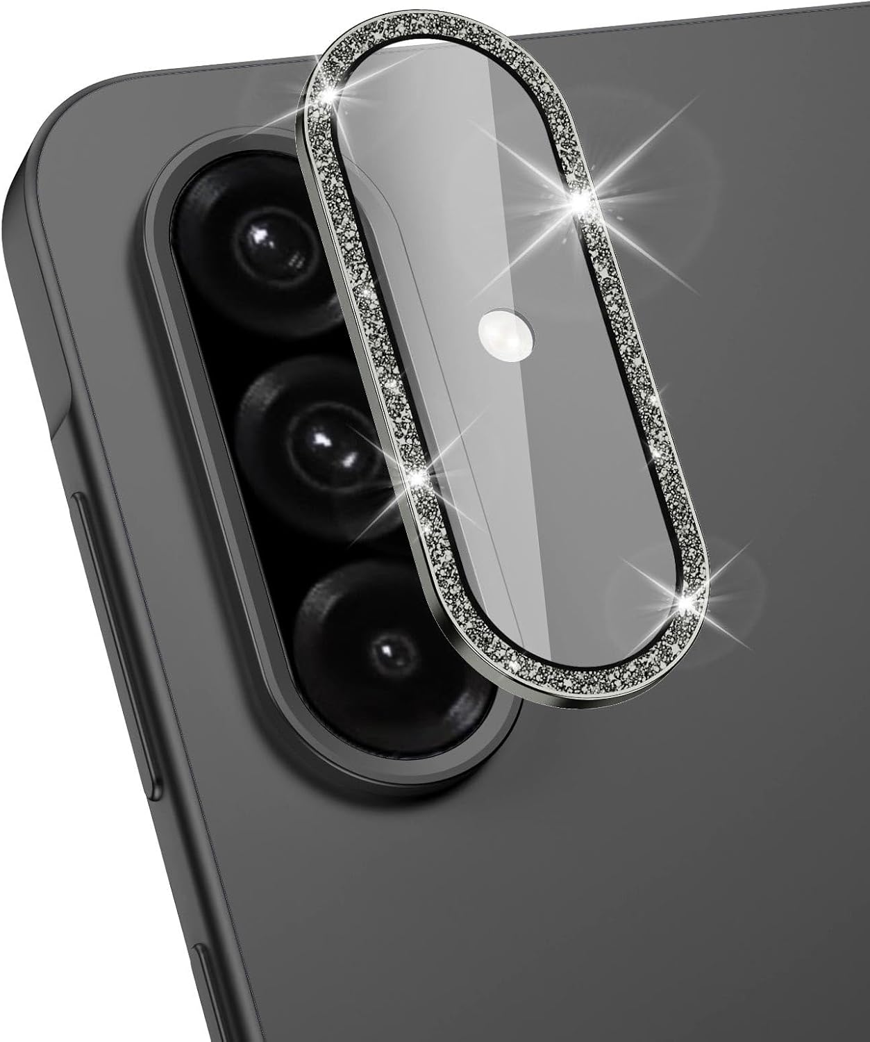 for Samsung Galaxy A26/A36/A56 Camera Lens Protector, Individual Metal Ring Tempered Glass Lens Cover, [Strong Adsorption] Scratch Resistant Ultra-Thin HD Clear Lens Cover, 1 Set-Black