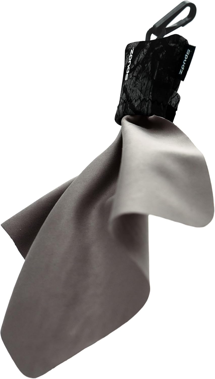 SPUDZ Ultra Microfiber Lens Cleaner – Closable Pouch, Clip-On, Washable – for Optics, Scopes, Glasses | Stealth Shadow, 6 x 6 Inch