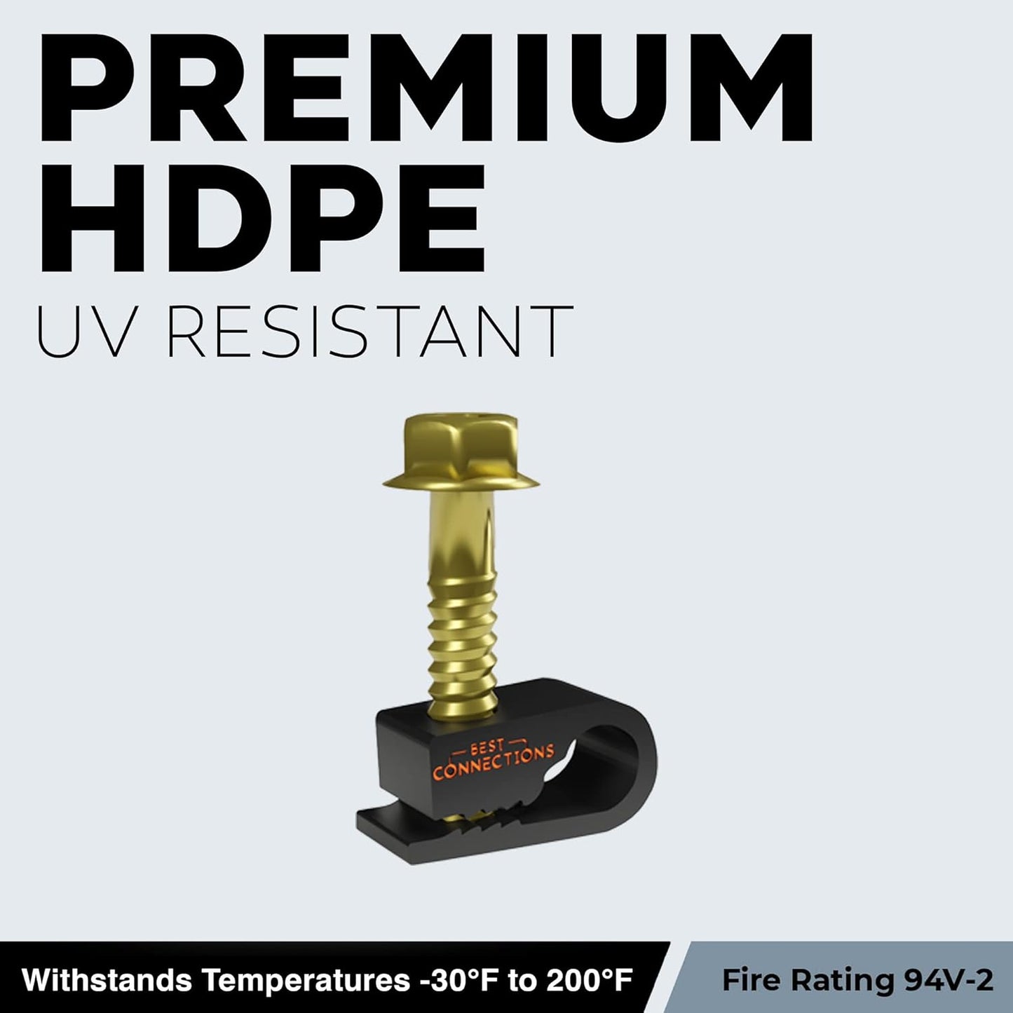 BEST CONNECTIONS Coaxial Cable Clips With Pre-Inserted Screw (300 Pack) - Black Single Mounting Clamps for Coax (RG6, RG59) and Ethernet - Cord Fastener/Strain Relief Clip