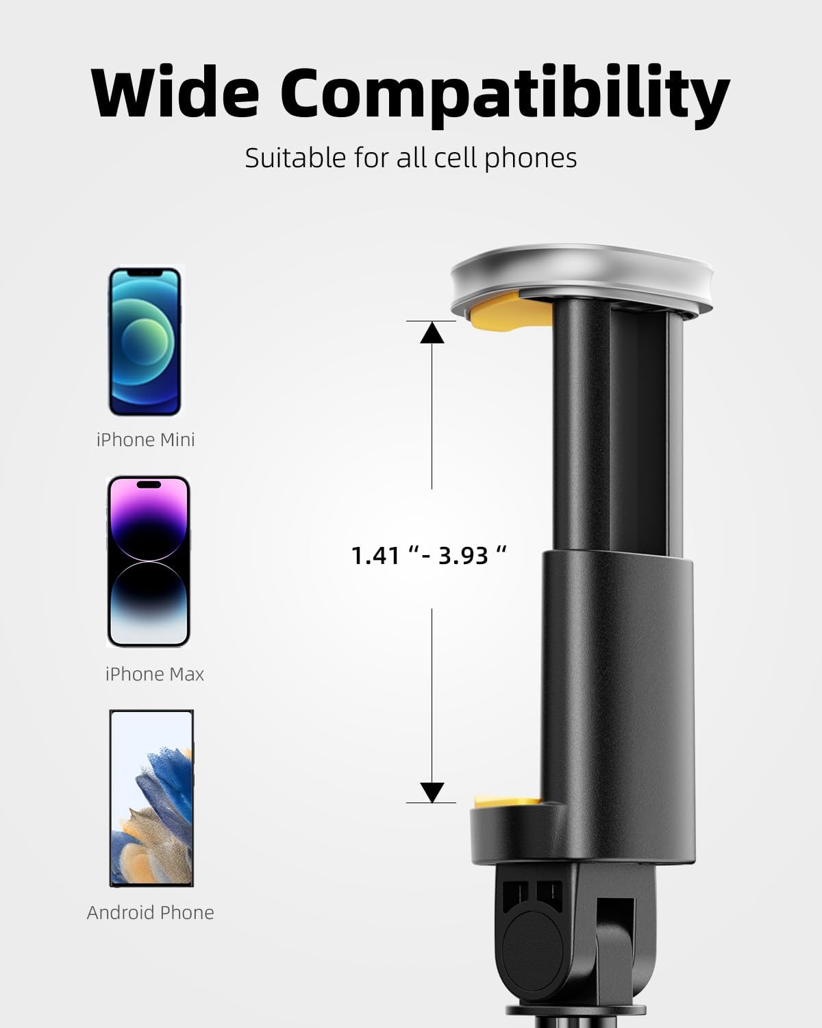 TODI Selfie Stick Tripod for iPhone, 60" Lightweight Phone Tripod Stand with Wireless Remote, Extendable Selfie Stick for iPhone, All-in-1, Compatible with iPhone/Android