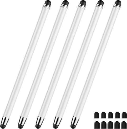 Stylus Pen for Touchscreen,5 PCS Stylus,Stylus 2-in-1 High Sensitivity Precision Suitable for All Touch Screens of iPhone/ipad/Android Tablet(White)