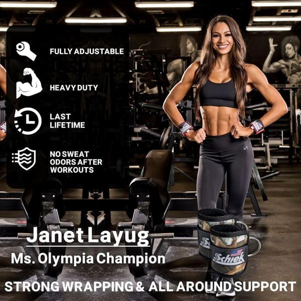 Schiek Sports 1707 Ankle Cuffs - Ideal for Glute Kickbacks and Cable Machine Workouts - Durable and Built To Last