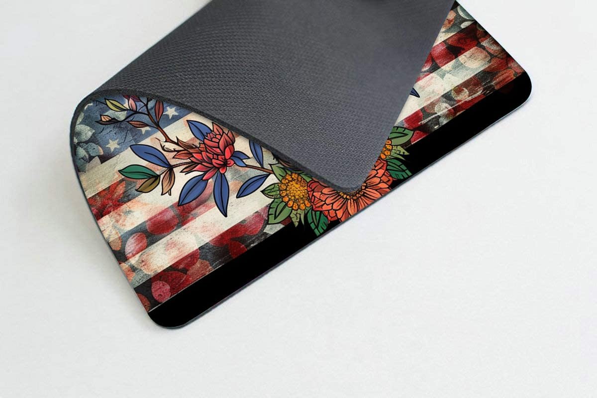 Square Mouse Pad Majestic Deer Wreath and National Flag-3,Gaming Mouse Pads for Desk,Soft Computer Waterproof Non-Slip Mouse Mat