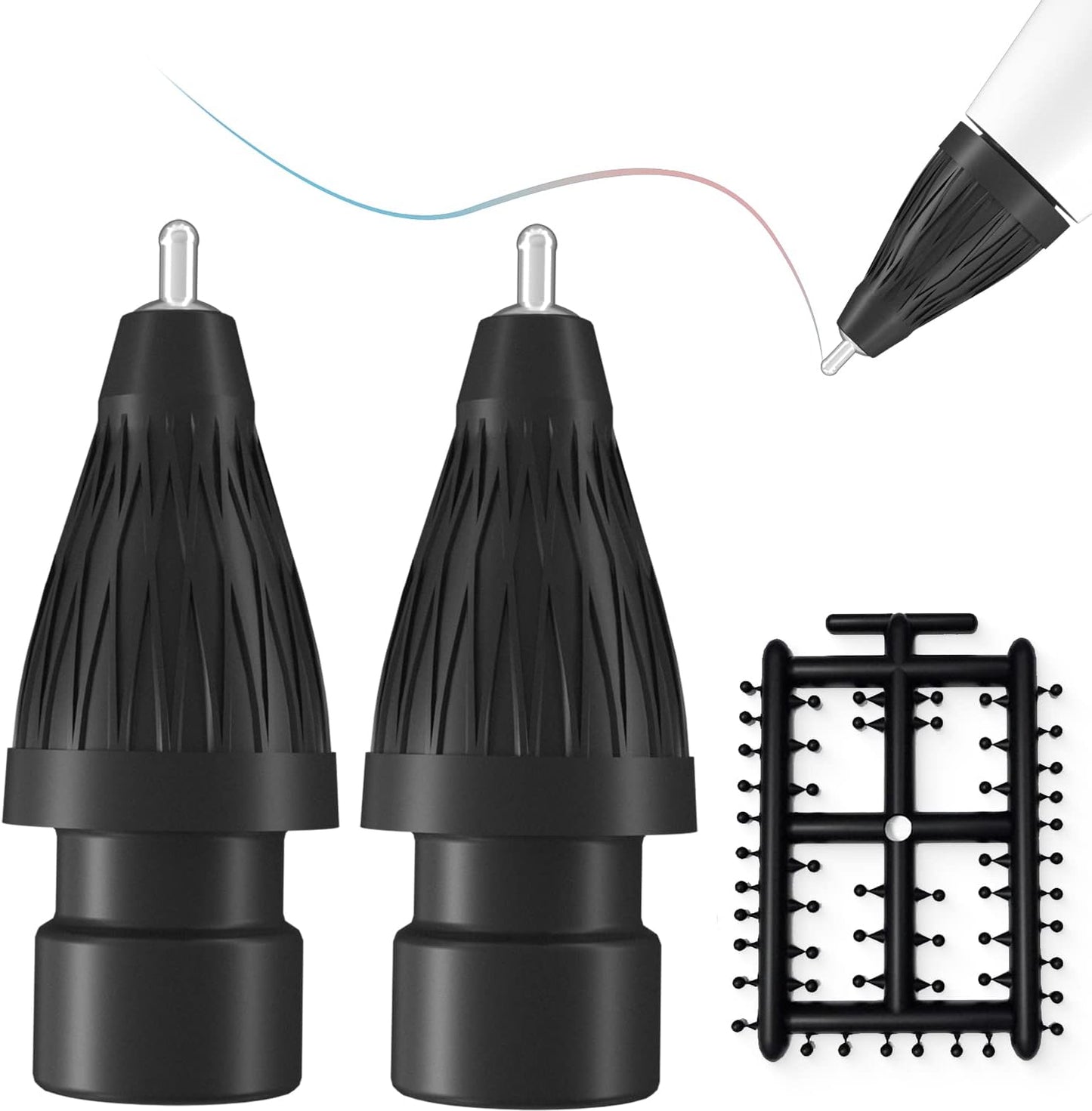 Upgraded Pencil Tips fits for Apple 2nd 1st Gen USB-C iPad Pro Pencil,No Wear Out Fine Point Apple Pen Tip &Noiseless Friction Nib Covers Set, Make iPencil 1 / Pencil 2 Work Like a Charm,Black