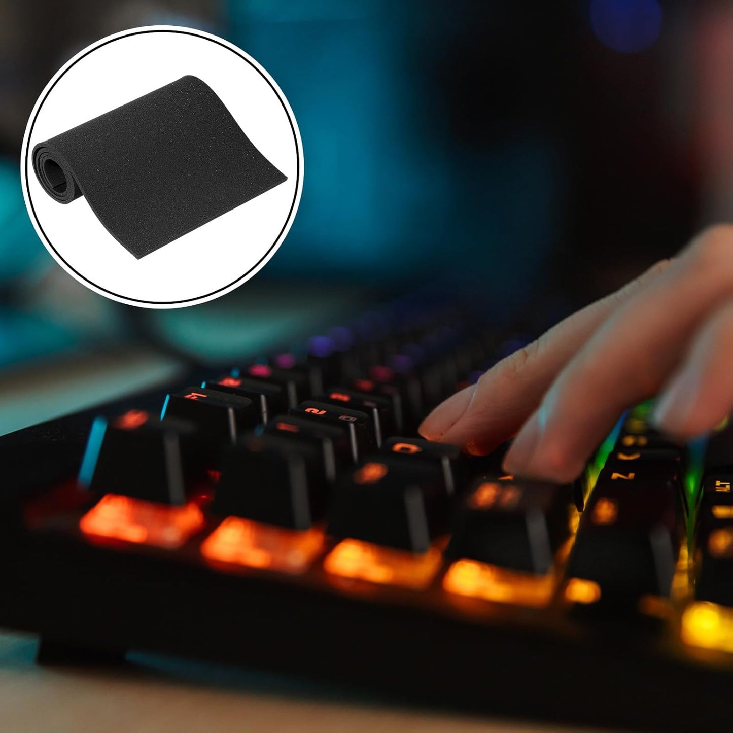 Keyboard Foam for Mechanical Keyboard, Sound Dampening Foam Free Cutting Key Board Mat Foams Black for Key Board Bottom Office Desk Home, 20 x 6 (3mm Thick)