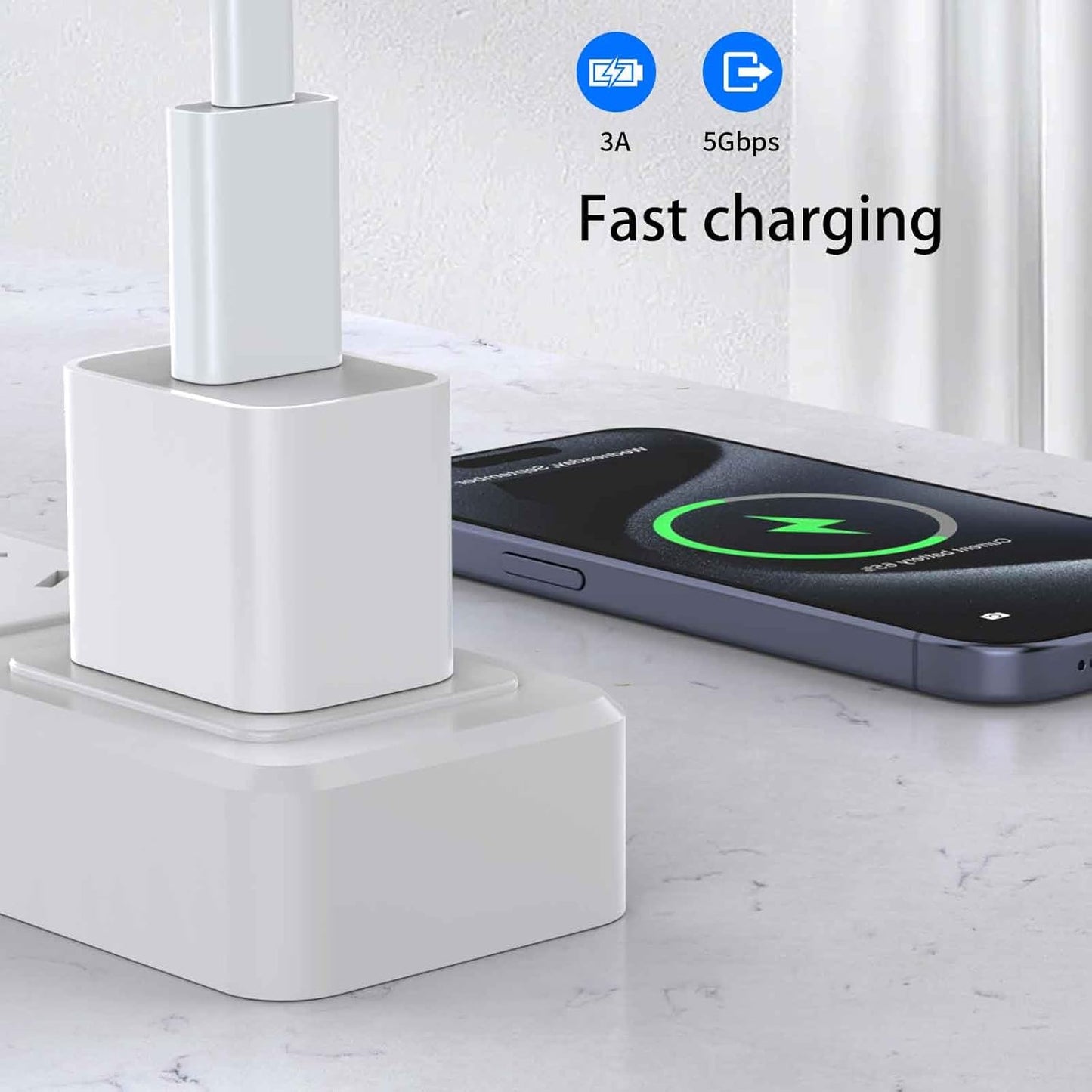 OTG Adapter【4-Pack】 USB-C Female to USB-A Male Adapter USB to USB C Adapter,Compatible with iPhone 16 15 14 13 12, Car, Apple MagSafe Watch Mini Wall Plug,iPad,Galaxy,Pixel 7 6 5,CarPlay etc